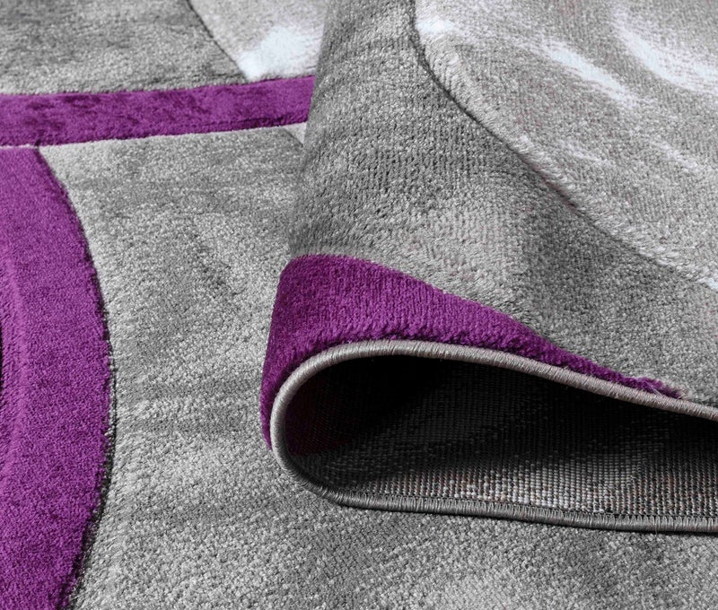 GLORY RUGS Area Rug 2x3 Purple Door Mat Modern Circles Soft Contemporary Floor Carpet Fluffy Texture for Indoor Living Dining Room and Bedroom Area - Image 2